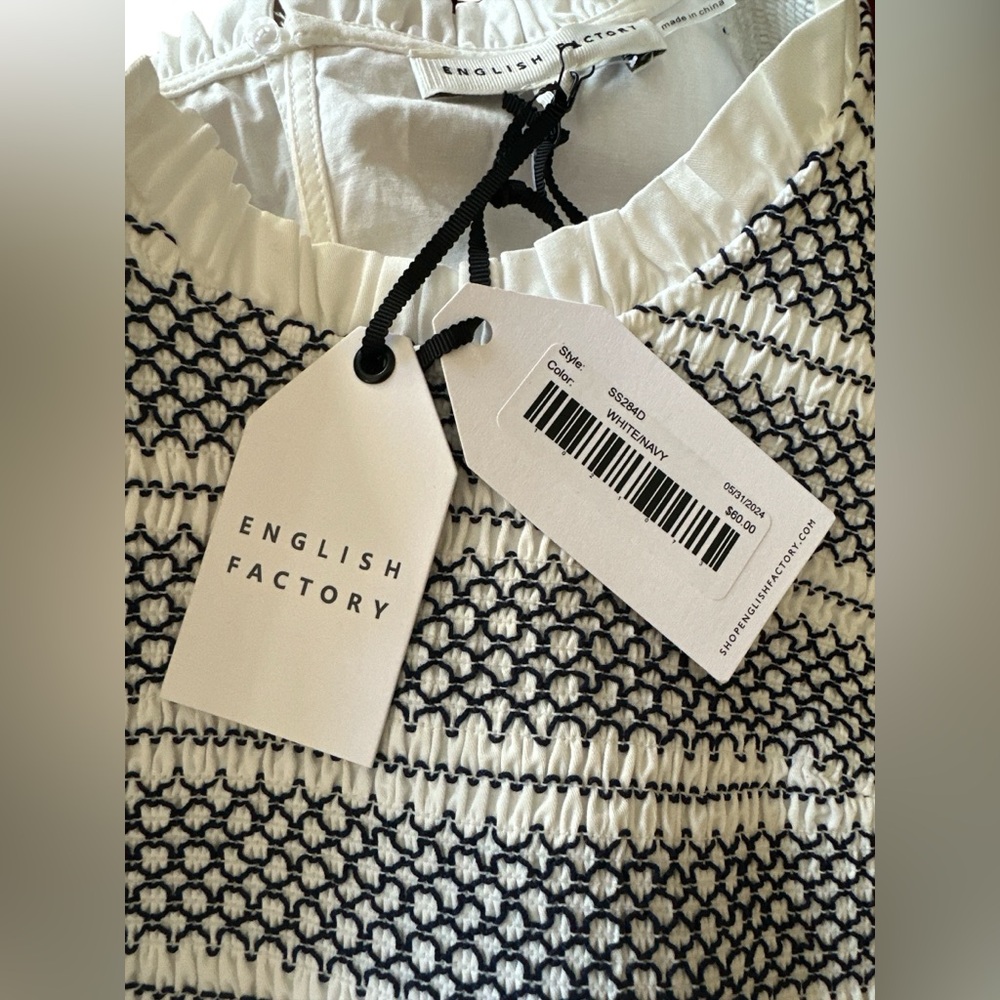 NWT English Factory's signature mixed-media knit combo aesthetic, White/Navy M - Picture 5 of 5